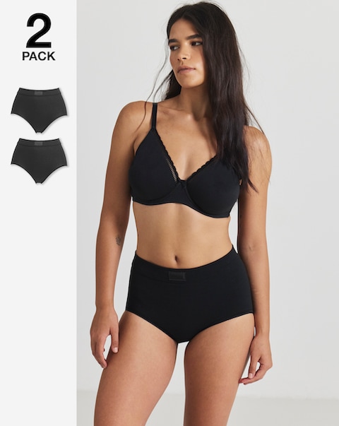 Sloggi (2 Pack) Cotton Double Comfort Maxi Knickers Black