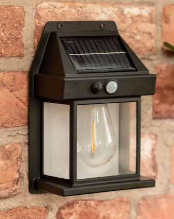 Pack of 4 - Black Lanterns, PIR Motion Sensor Wall Garden Solar Lights