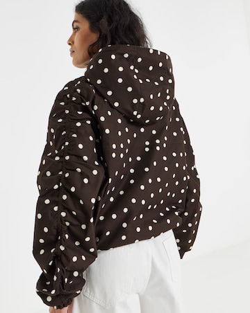 Chocolate Polka Dot Hooded Wind Breaker Jacket