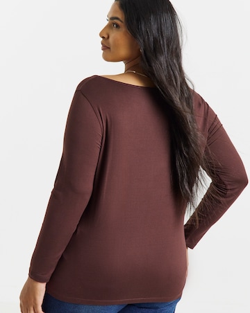 Simply Be Chocolate And Pink 2 Pack Scoop Neck Tops