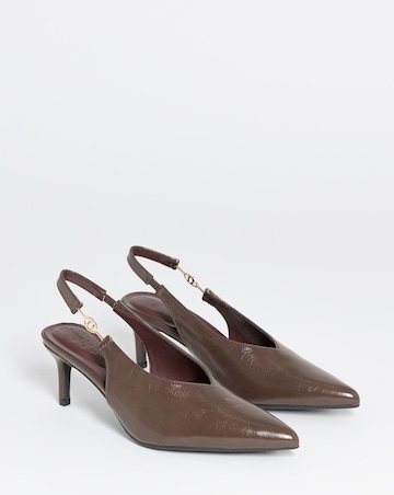 Alessia Buckle Slingback Pointed Kitten Heel Shoes - Wide Fit (E)