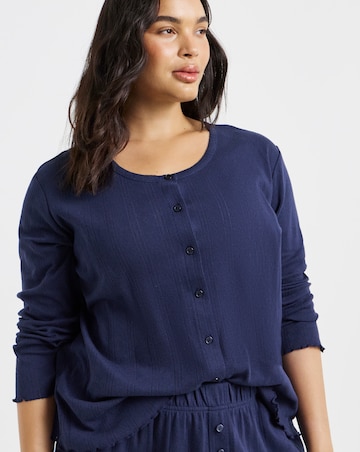 Pretty Secrets Cotton Pointelle Rib Pyjama Set Navy