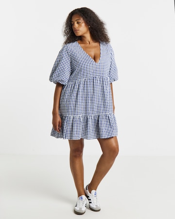 Simply Be Navy/White Gingham Apron Dress