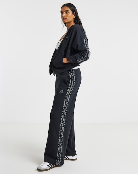 adidas 3 Stripe Leopard Print Wide Leg Pant