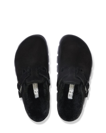 Birkenstock Boston PAP Chunky Shearling Suede Leather Mules - Standard Fit