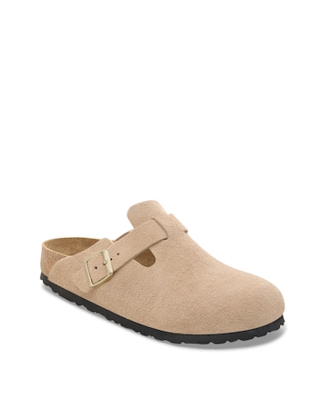 Birkenstock Boston Sandcastle Suede Mules - Standard Fit (D)
