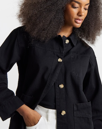 Simply Be Black Utility Button Through Jacket