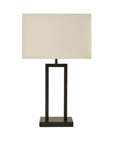 ValueLights Gloria Black Double Stem Table Lamp with Rectangular Shade