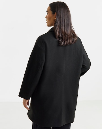 Simply Be Black Double Breasted Lined Coat