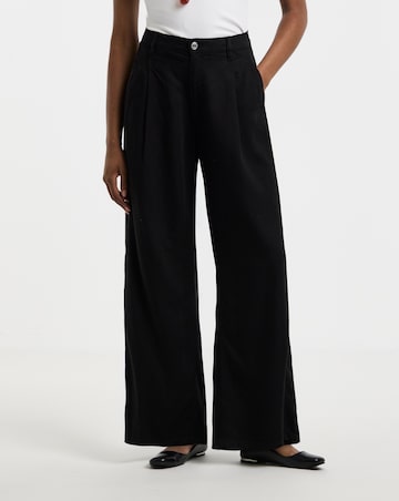 Black Draped Lyocell Wide Leg Jeans