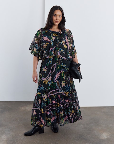 Simply Be Paisley Cape Detail Boho Maxi Dress