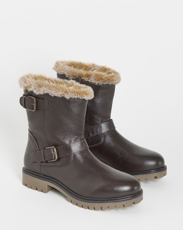 Dorinda Leather Faux Fur Ankle Boots - Extra Wide Fit (EEE)