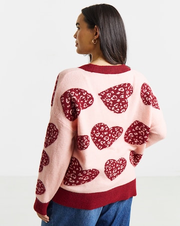 Heart Design Boyfriend Cardigan