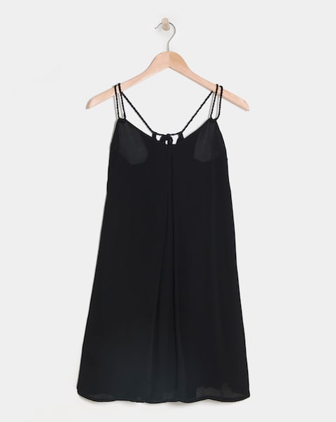 Beach to Beach Black Strappy Mini Beach Dress