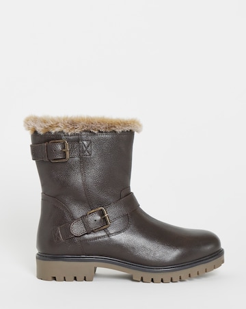 Dorinda Leather Faux Fur Ankle Boots - Extra Wide Fit (EEE)
