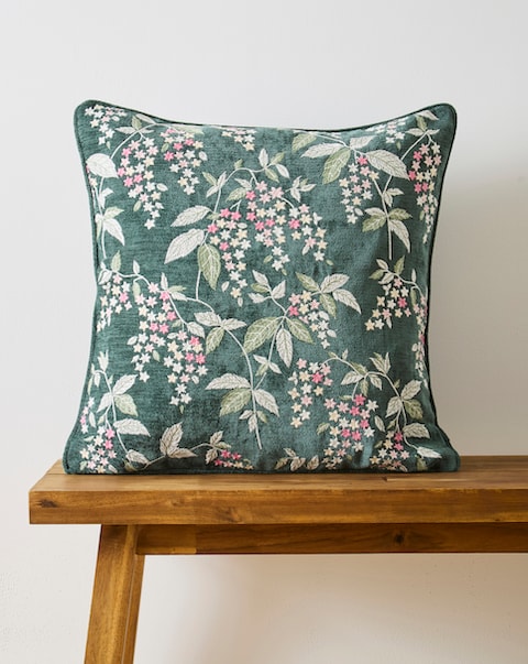 Embroidered Floral Blossoms Cushion