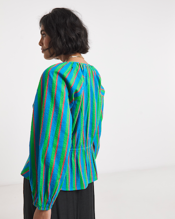 Multi Stripe Peplum Top