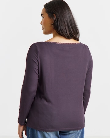 Simply Be Red Lace Slash Neck Long Sleeve Top