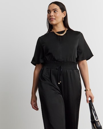 Joanna Hope Black Satin Jumpsuit