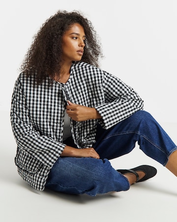 Simply Be Black Quilted Gingham Jacket