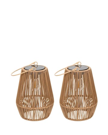 ValueLights 2 Pack Solar Powered Outdoor Faux Bamboo Garden Lantern Lights