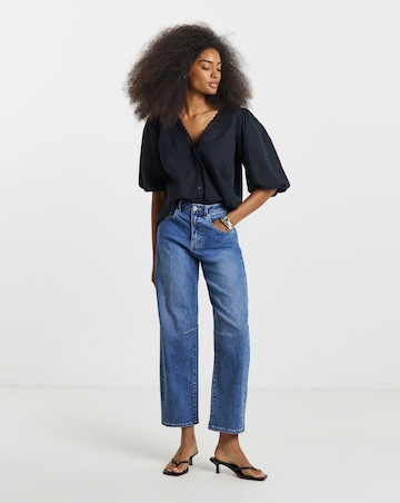 Black Broderie Cutwork Blouse
