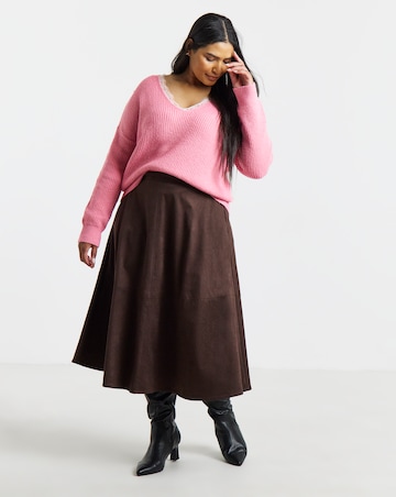 V-Neck Lace Trim Jumper