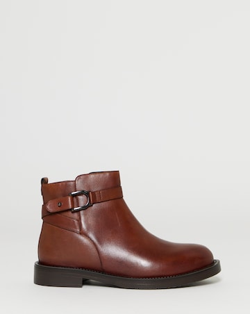 Jazz Leather Flat Buckle Ankle Boots - Wide Fit (E)