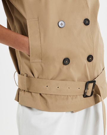 Camel Dropped Waist Trench