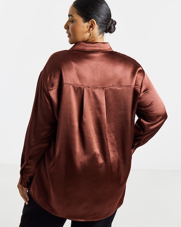 Simply Be Copper Liquid Satin Oversized Shirt