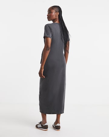 Simply Be Acid Wash Cotton Jersey Short Sleeve Midi Dress