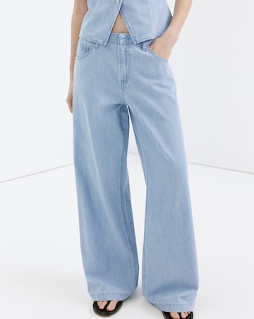 Mango Wide Leg Mid-Rise Jeans