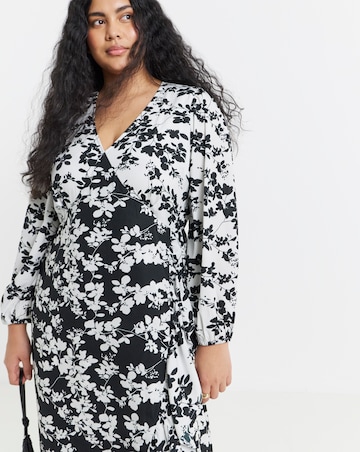 Lovedrobe Mono Floral Frill Dress