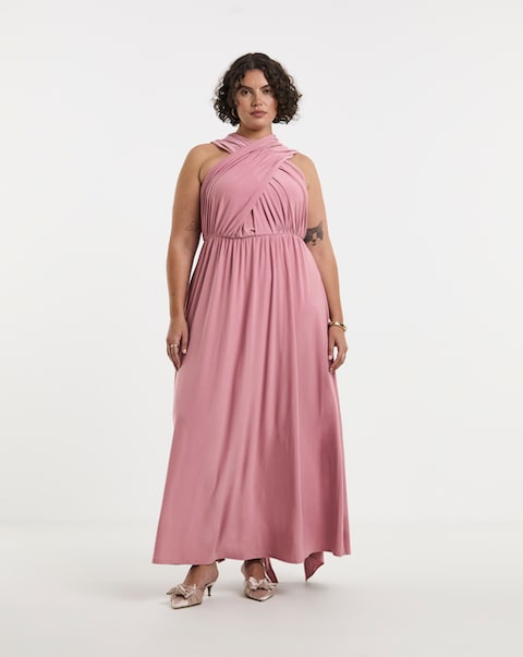Pink Multi-Ways To Wear Maxi Bridesmaid Dress