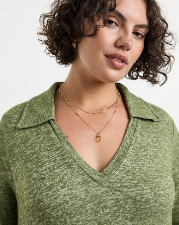 Cosy Khaki Marl Collared Maxi Column Dress