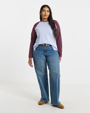 Simply Be Lilac And Chocolate Raglan Long Sleeve T-Shirt
