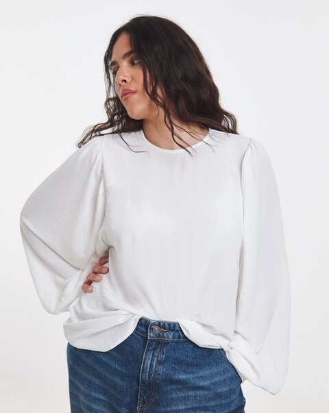 Simply Be Ivory Exaggerated Sleeve Blouse