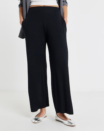 Black Jersey Elasticated Waist Wide Leg Trouser