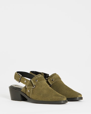 Elyria Suede Western Detailed Mule Shoes Wide E Fit