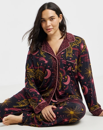 Figleaves Celestial Leopard Contrast Pyjama Set