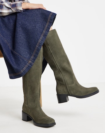 Winnie Suede Block Heel Knee Boots - Extra Wide Fit (EEE) & Super Curvy Calf