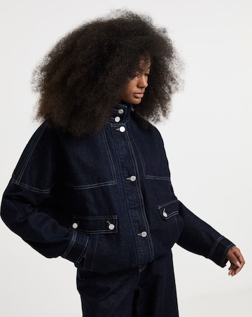 Simply Be Indigo Funnel Neck Bat Wing Denim Jacket