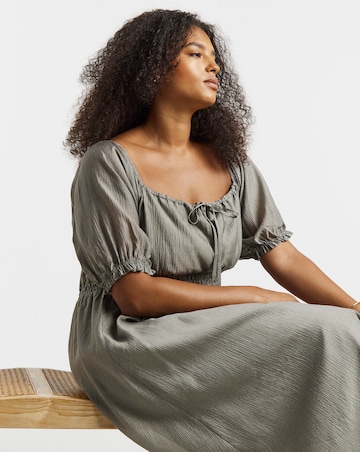 Simply Be Sage Shirred Milkmaid Midi Dress