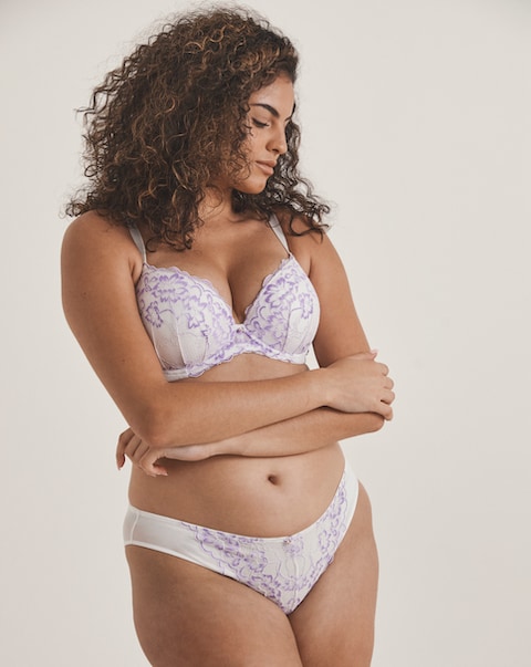 Ann Summers Sexy Lace Brazilian White/Lilac