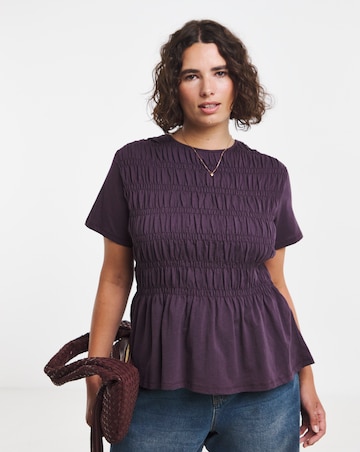 Simply Be Plum Shirred Peplum Top