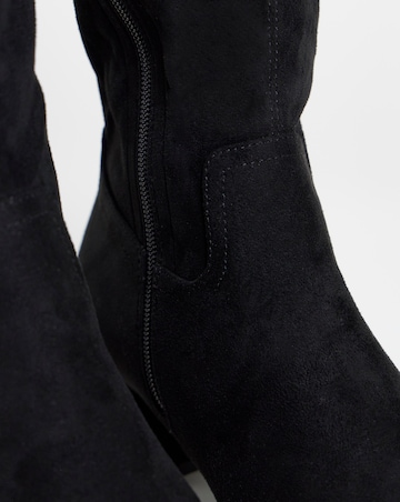 Natalya Block Heel Stretch Knee High Boots - Wide Fit (E) & Standard Calf