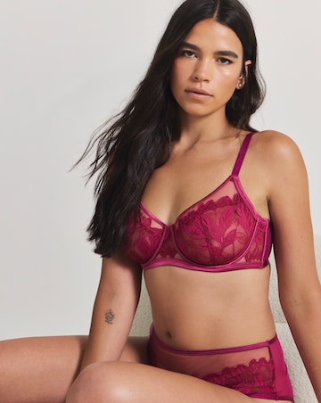 Pretty Secrets Leaf Lace Underwired Balcony Bra (B-F) Berry
