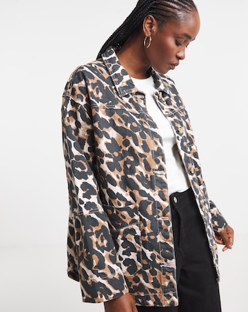Simply Be Leopard Print Button Through Utility Jacket
