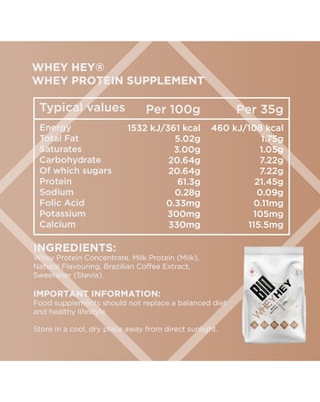 Bio-Synergy Whey Hey Protein Powder Brazilian Coffee - 908g