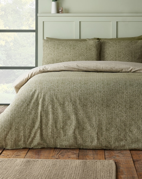 Catherine Lansfield Brushed Herringbone Duvet Cover Set